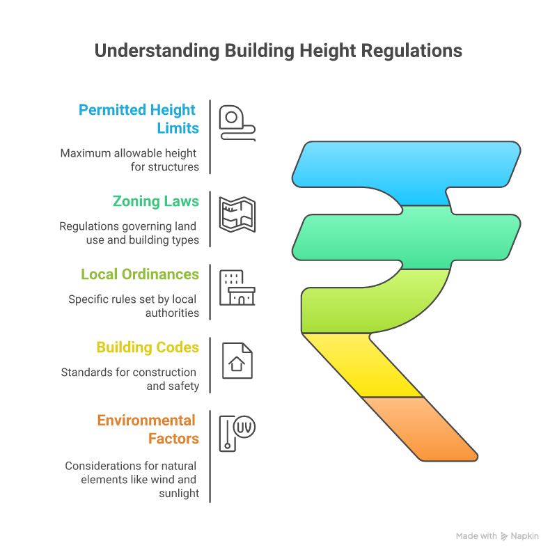 infographic met overzicht van hoogte-eisen en vergunningregels voor aanbouw